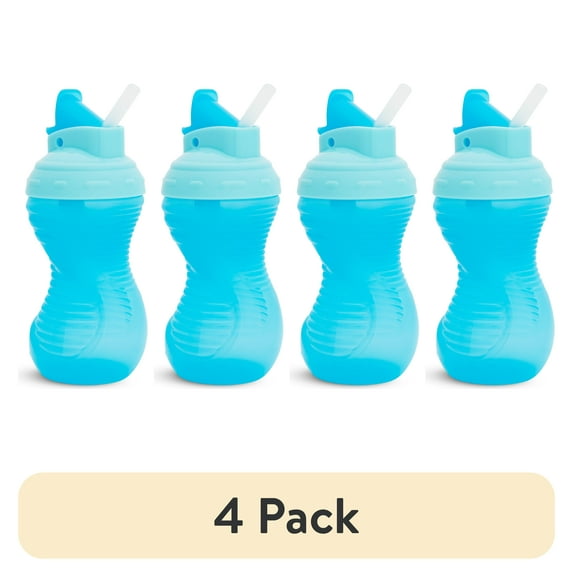 (4 pack) Munchkin® Mighty Grip® Flip Straw Cup, 10 oz, Blue, Unisex