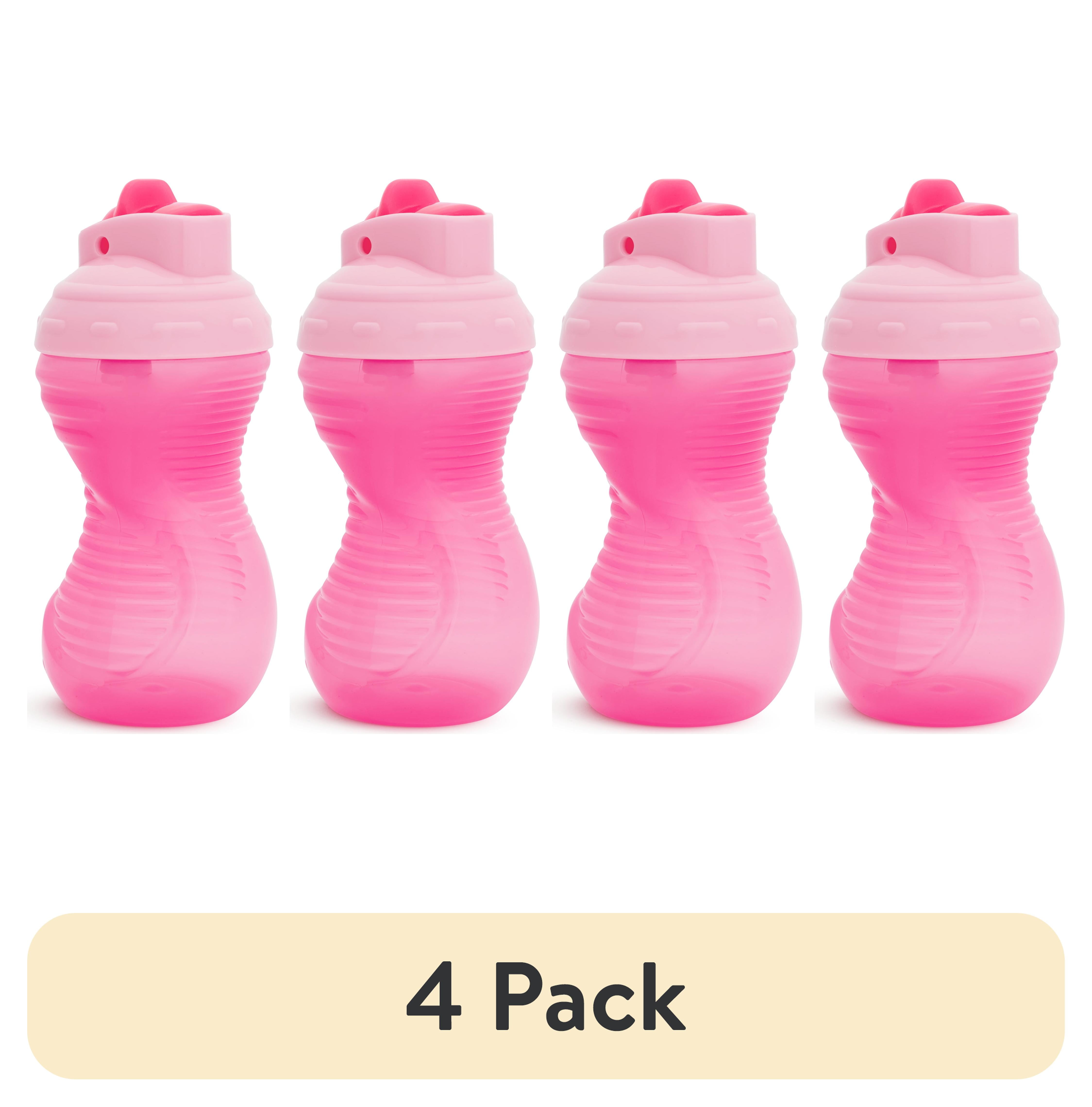 (4 pack) Munchkin® Mighty Grip® Toddler Flip Straw Sippy Cup, 10 oz, Pink, Unisex