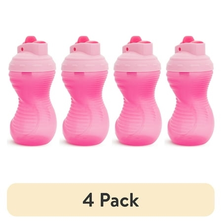 (4 pack) Munchkin® Mighty Grip® Toddler Flip Straw Sippy Cup, 10 oz, Pink, Unisex