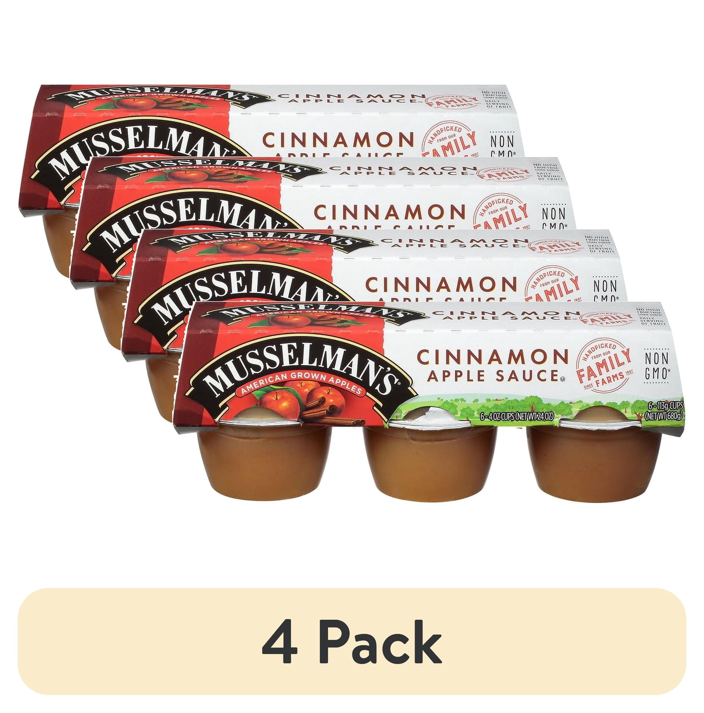 (4 pack) Musselman's Applesauce Cups, Cinnamon, 4 oz, 6 Ct