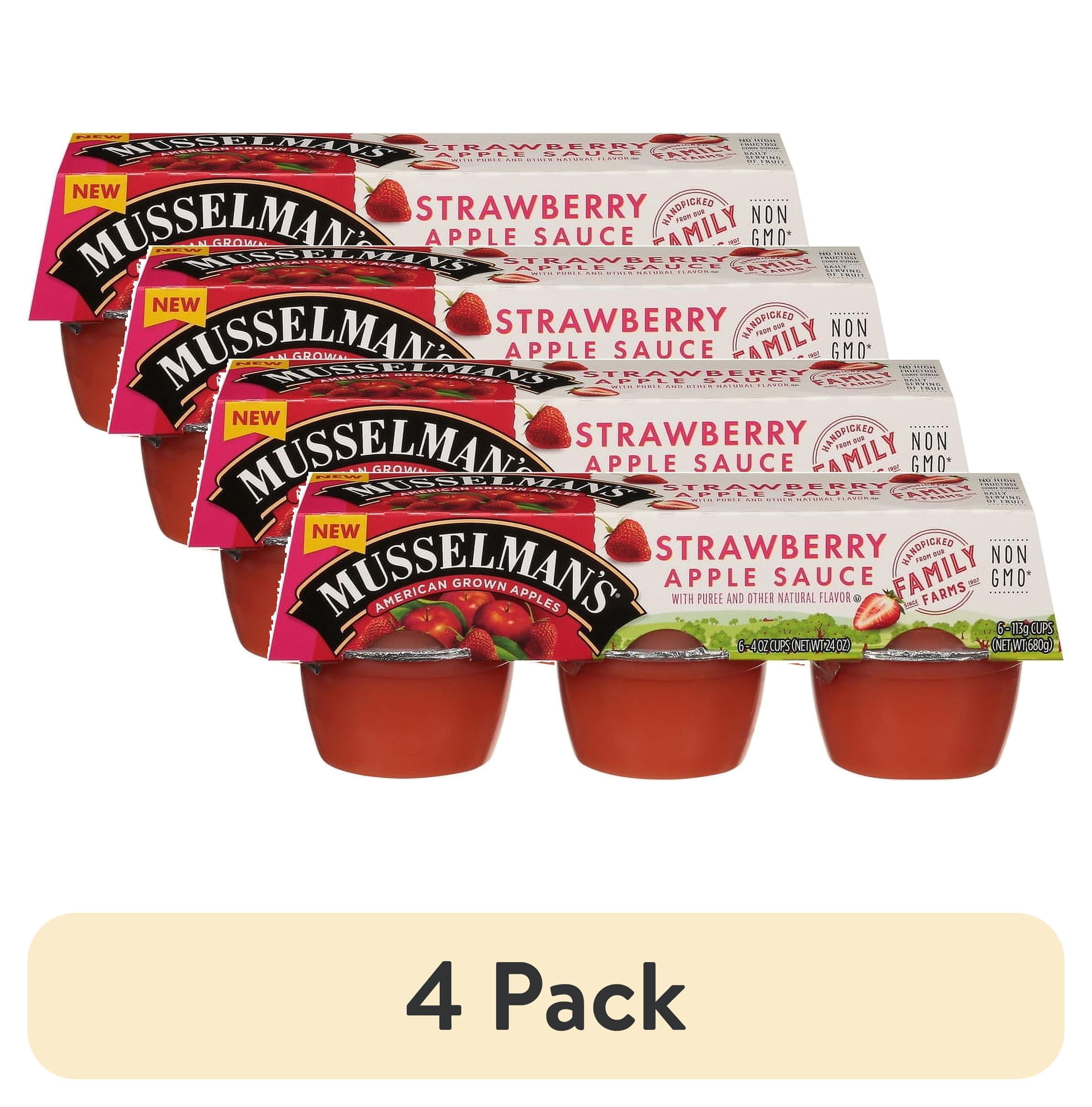 (4 pack) Musselman's Strawberry Applesauce 4oz, 6 count