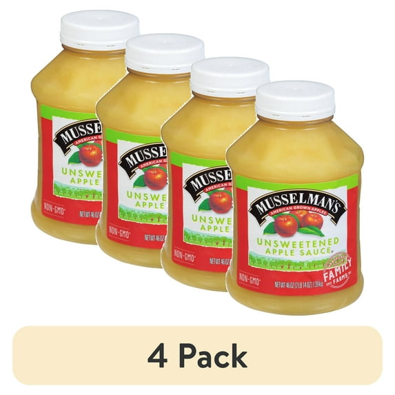 (4 pack) Musselman's Unsweetened Applesauce, 46oz Jar