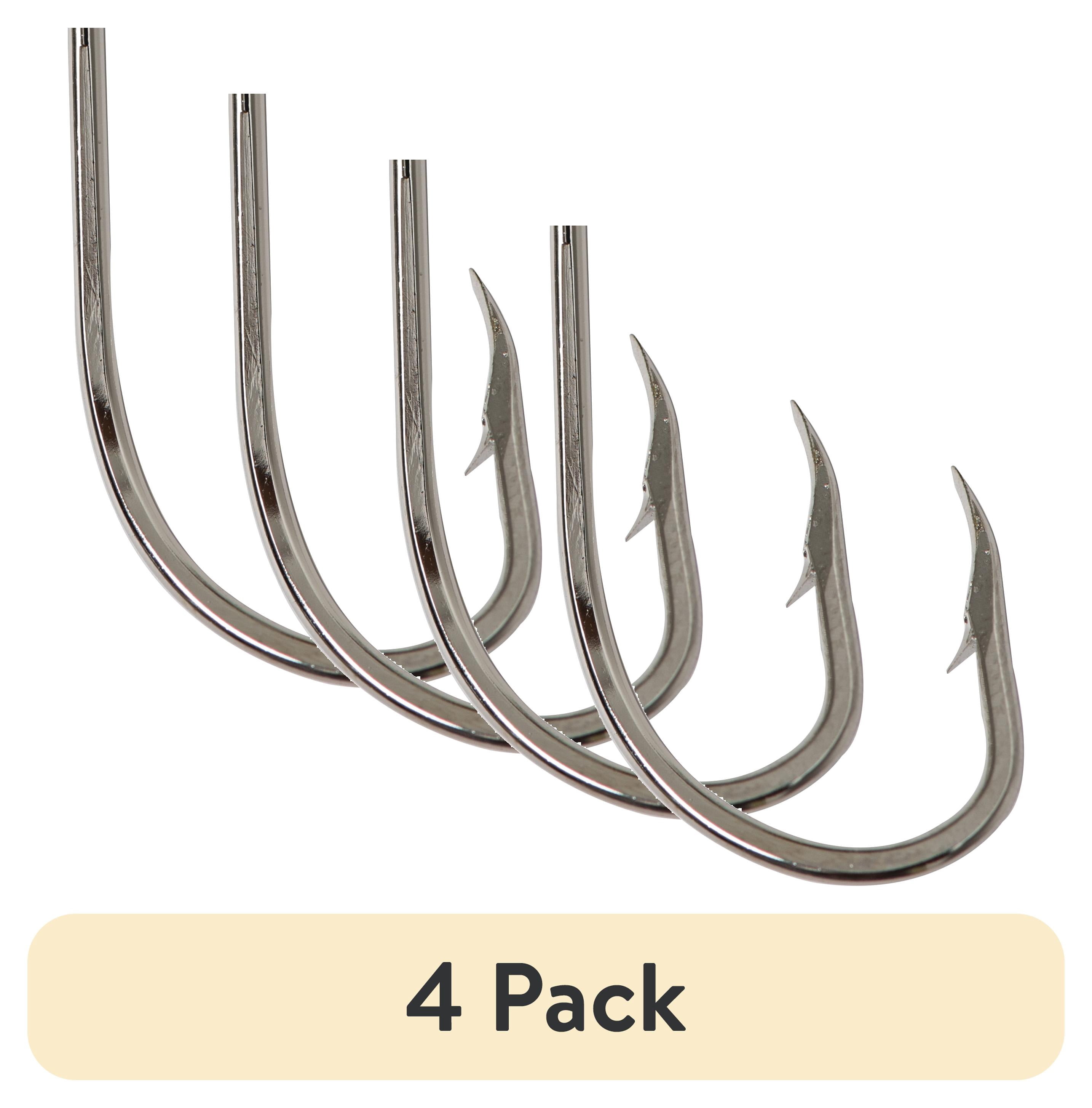 (4 pack) Mustad Long Shank Beak Hook (Nickel) - Size: 3/0 8pc