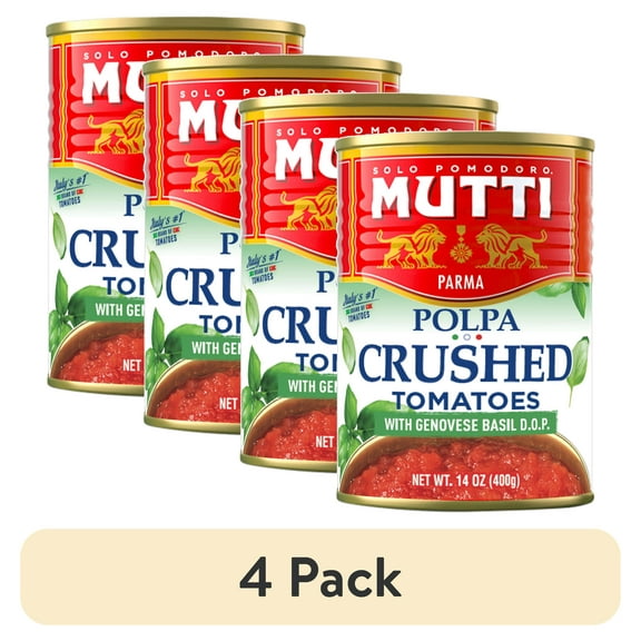 (4 pack) Mutti® Crushed Tomatoes (Polpa) with Basil, 14 oz, Can