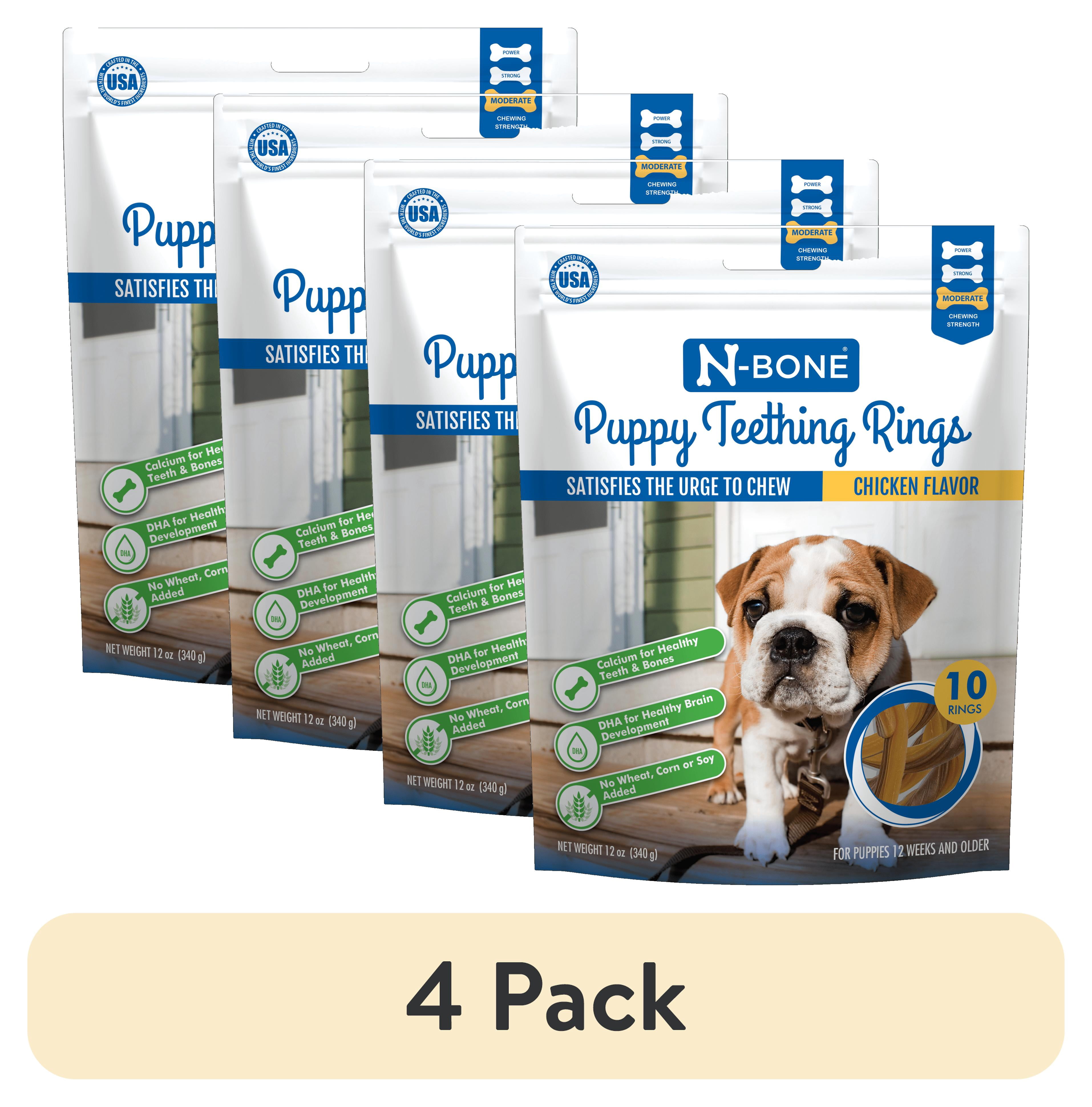(4 pack) N-Bone® Puppy Teething Rings Chicken Flavor, 10 Treats, 12 oz, Dried Chew Treats for Dogs