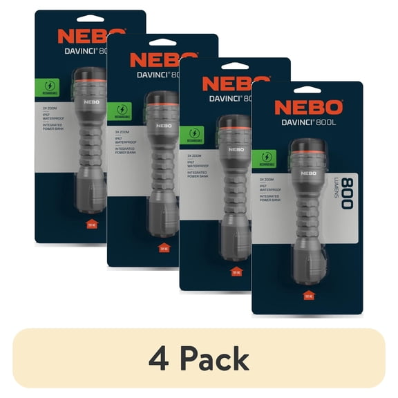 (4 pack) NEBO Davinci 800 Lumen LED Gray Rechargeable Handheld Flashlight