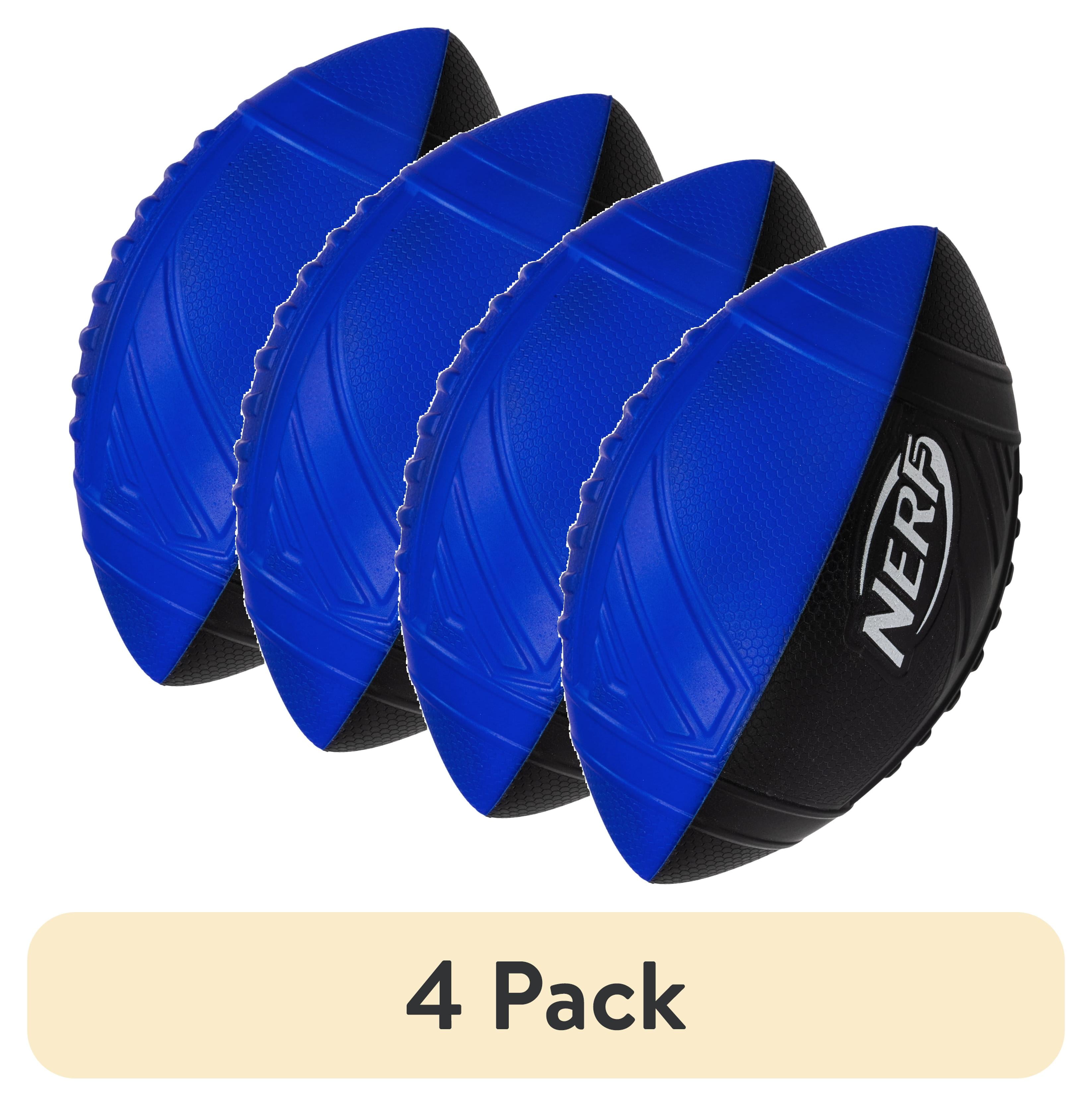 (4 pack) NERF Kids Foam Football - Pro Grip Youth Soft Foam Ball - Blue - 9"