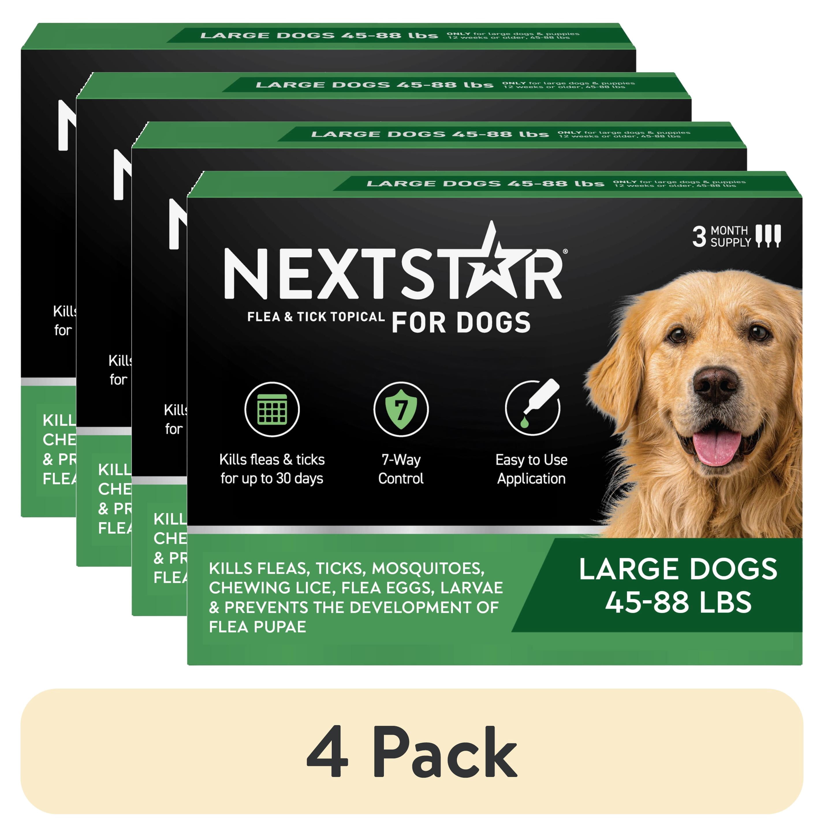 (4 pack) NEXTSTAR Flea & Tick Topical Prevention for Dogs 45-88 lbs, 3-Month Supply