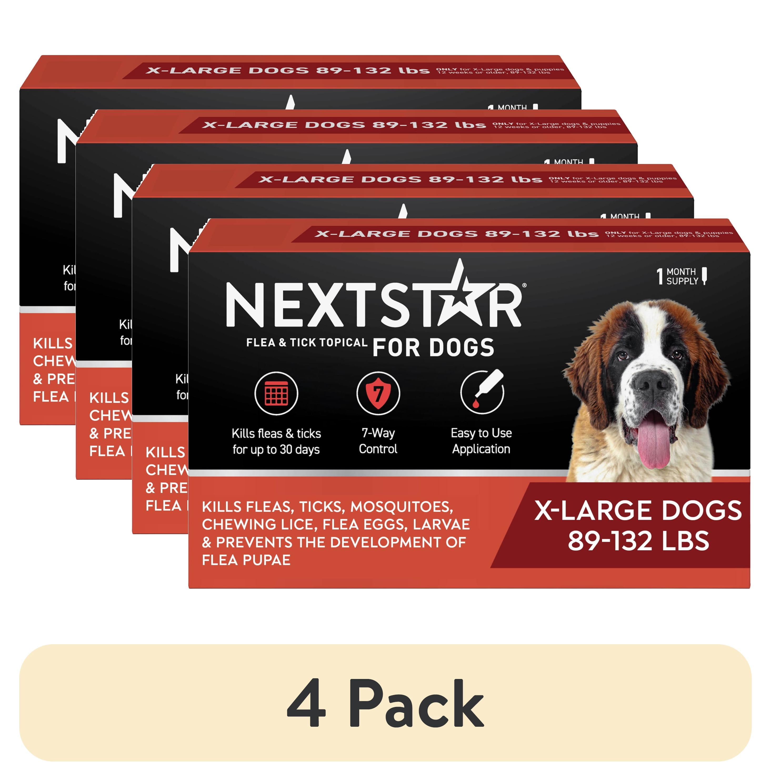 (4 pack) NEXTSTAR Flea & Tick Topical Prevention for Dogs 89-132 lbs, 1-Month Supply