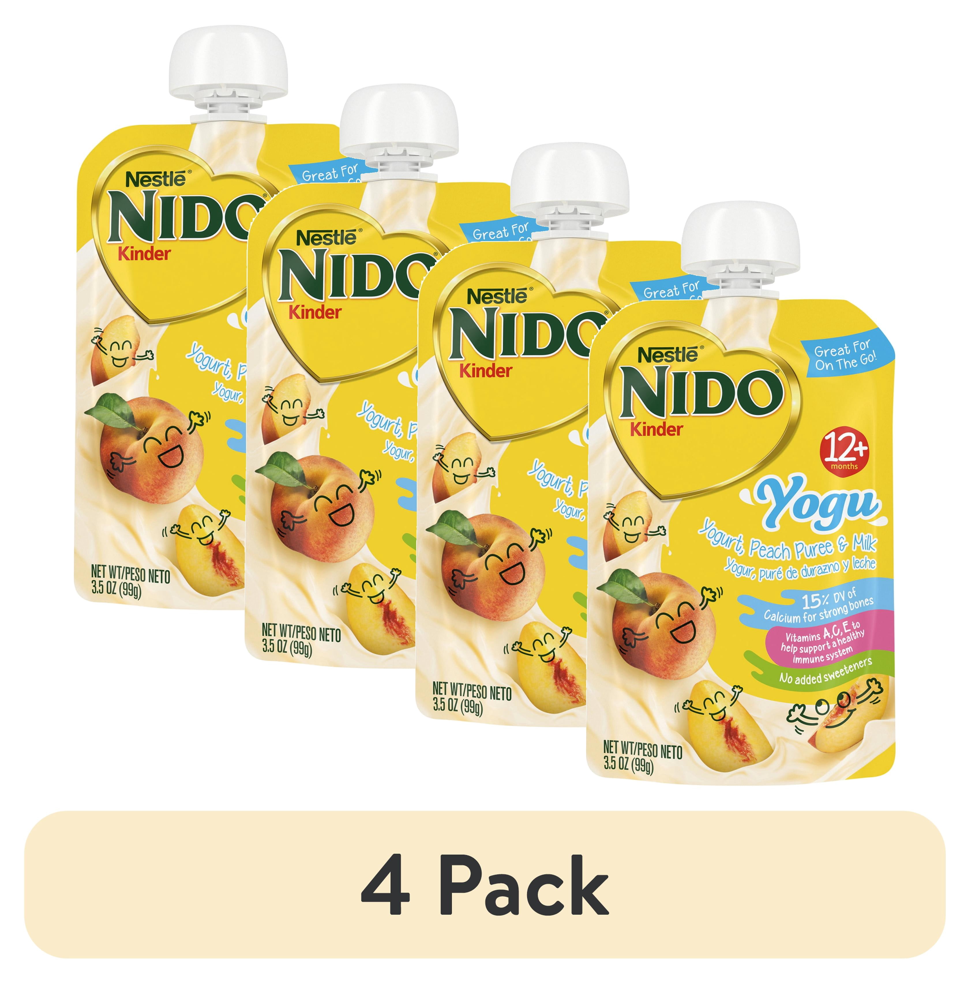 (4 pack) NIDO Yogu Toddler Pouch, Peach and Yogurt, 3.5 oz Pouch