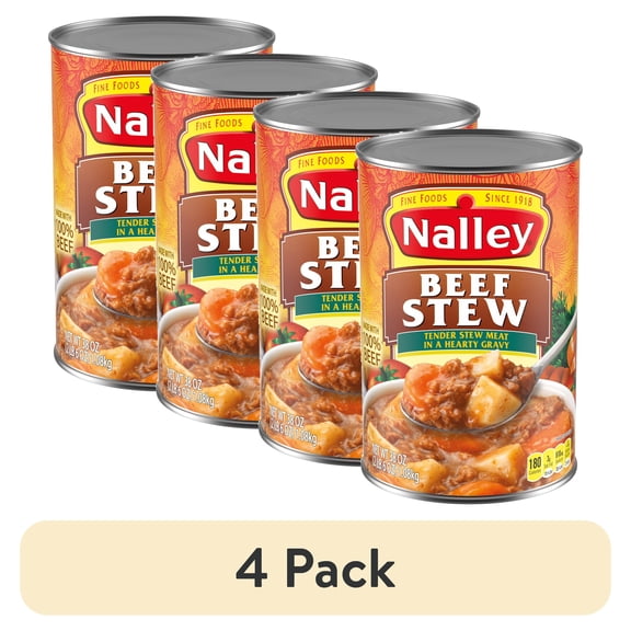 (4 pack) Nalley Chunky Beef Stew With Vegetables in a Hearty Gravy, 9g Protein Per Serving, 38 oz. Can