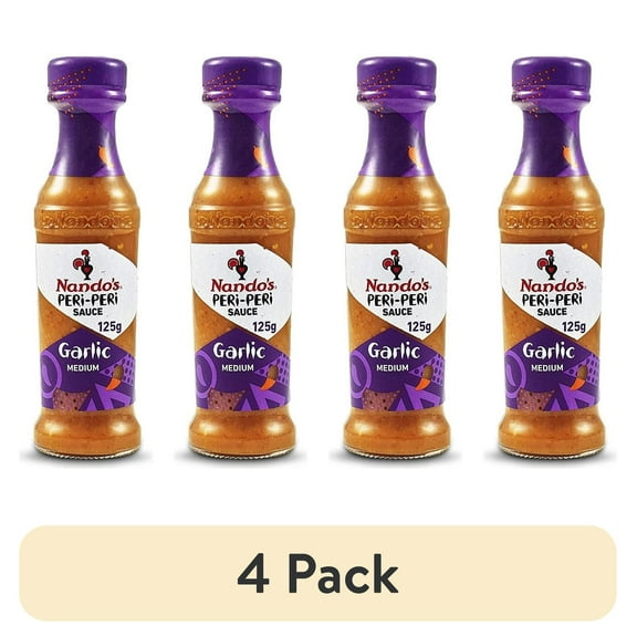 (4 pack) Nando's Garlic Peri-Peri Sauce - 125ml Glass Bottle