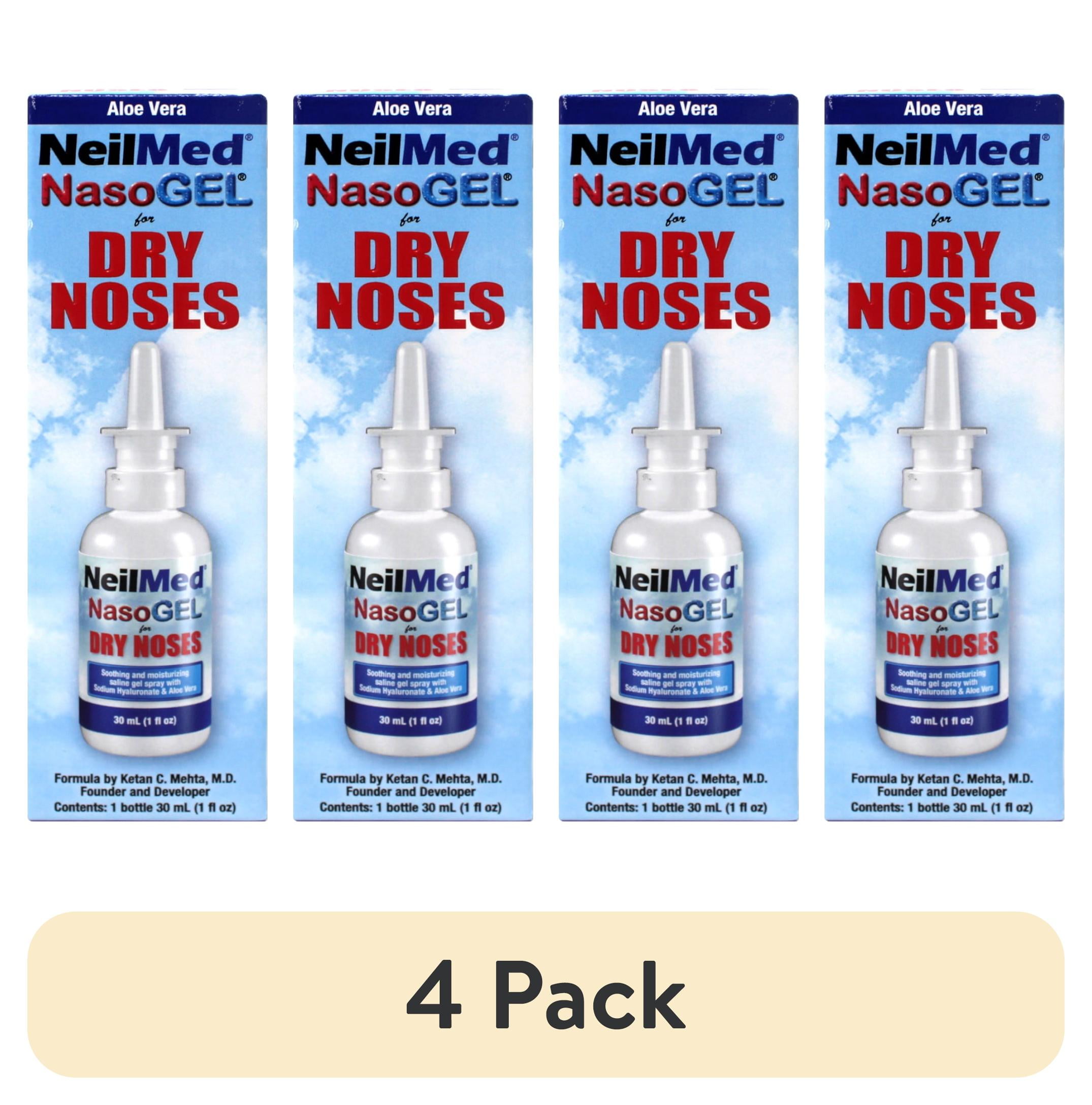 4 pack) NasoGel Water Soluble Saline Nasal Gel Spray for Dry Noses