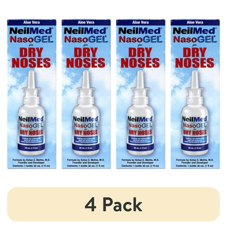 (4 pack) NeilMed NasoGel Drip-Free Saline Nasal Gel Spray with Aloe Vera, 1.52 fl oz (45 ml), Moisturizing & Soothing