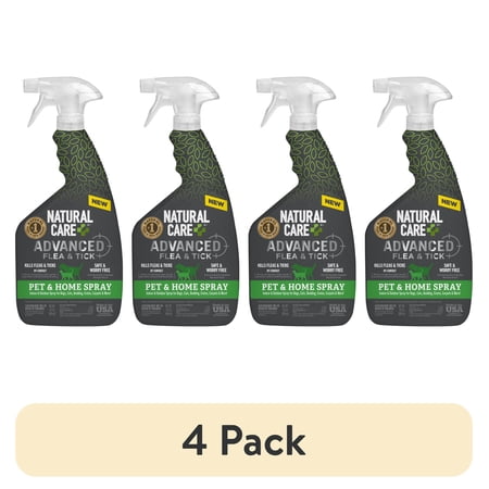 (4 pack) Natural Care Advanced Flea And Tick Home Spray For Pets, 32 fl oz