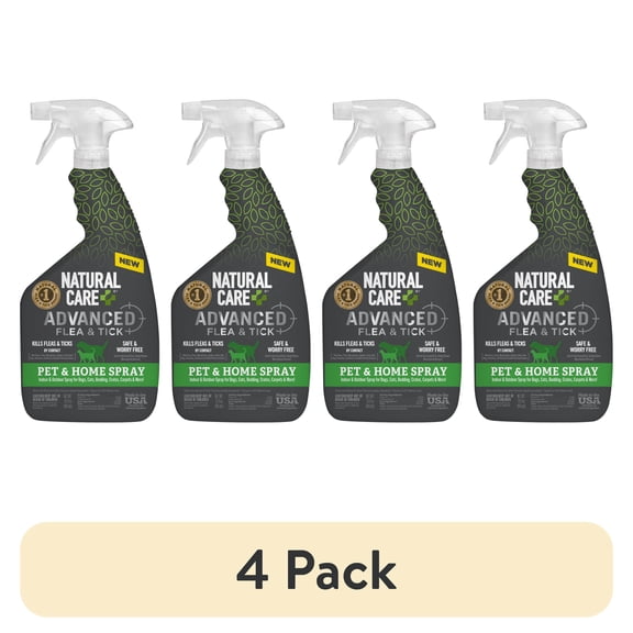 (4 pack) Natural Care Advanced Flea And Tick Home Spray For Pets, 32 fl oz