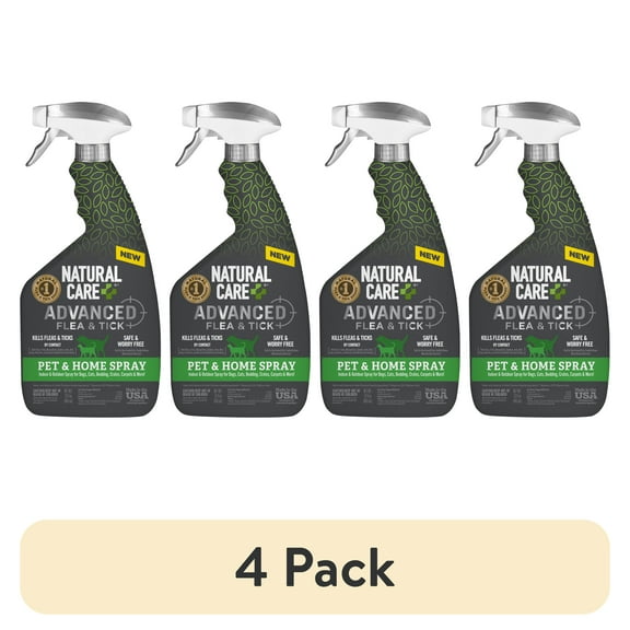 (4 pack) Natural Care Advanced Flea and Tick Pet & Home Spray, 32 oz.