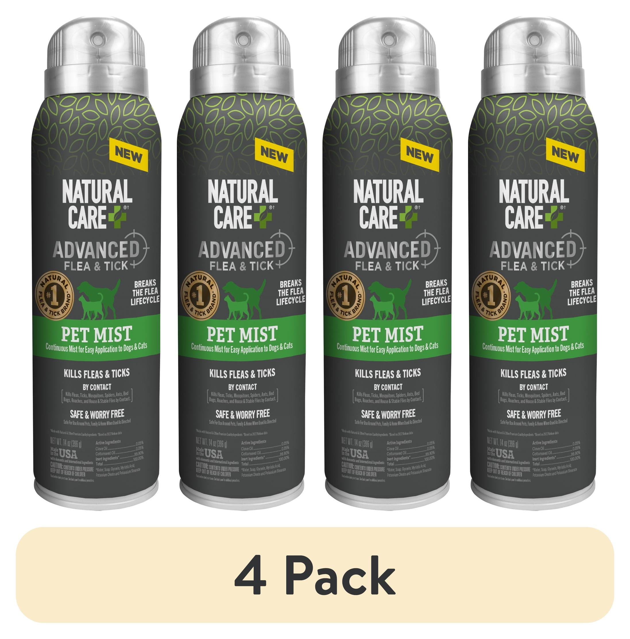 4 pack) Natural Care Advanced Flea and Tick Pet Spray, 14 oz