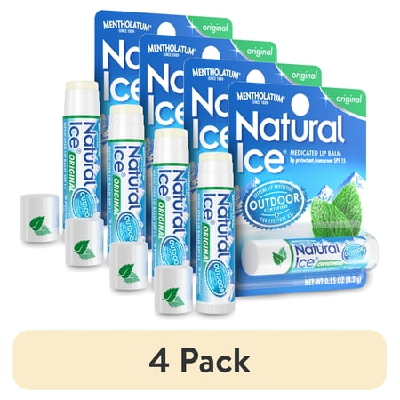 (4 pack) Natural ice Original Flavor SPF 15 Medicated Lip Protectant/Sunscreen