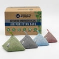 thumbnail image 1 of 4 pack Naturally Activated Bamboo Charcoal Air Purifying Bags | Natural Deodorizer Bag | Charcoal Bag Odor Absorber For Pets | Odor Eliminator & Moisture Absorber Air Freshener Bag (200g Pyramid), 1 of 4