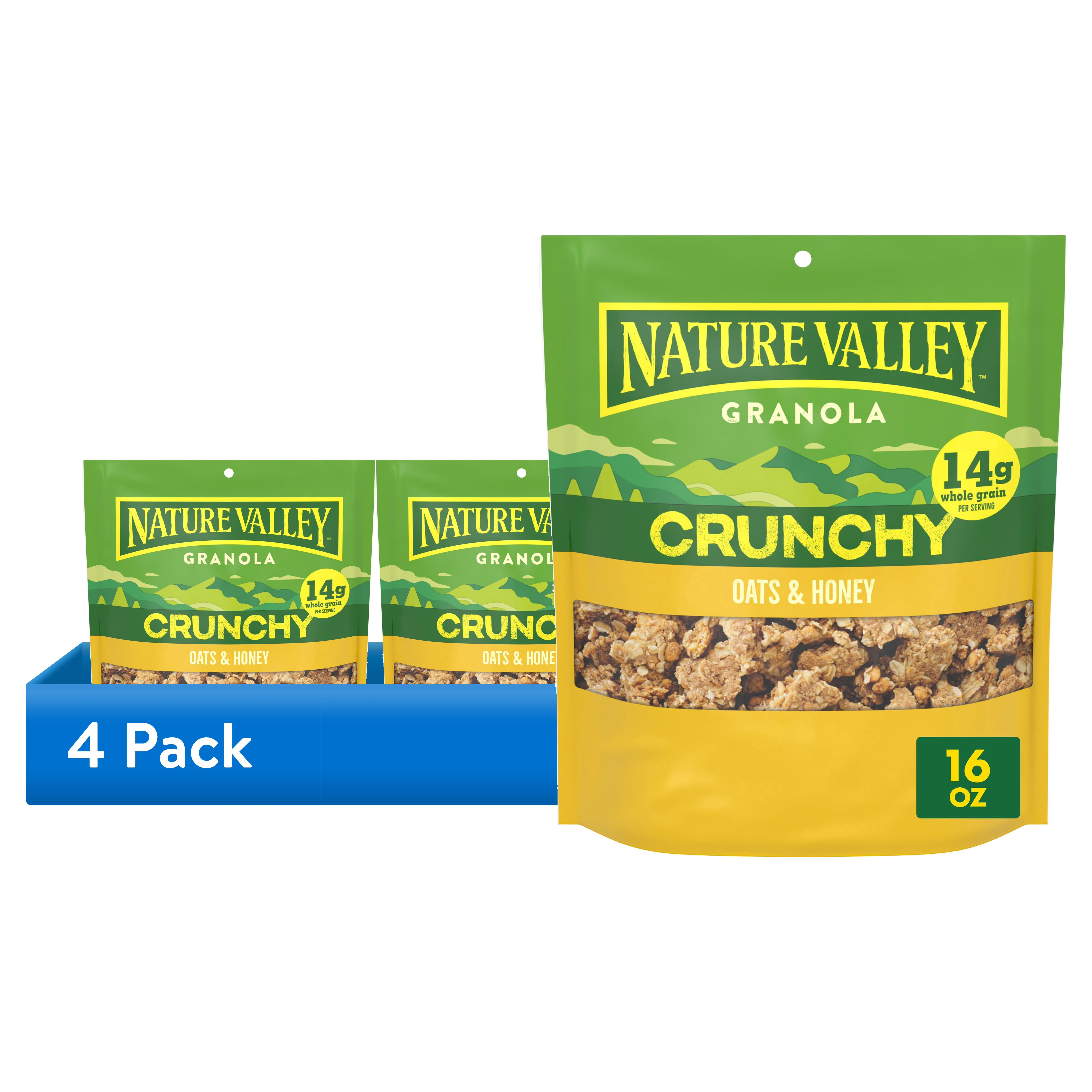 (4 pack) Nature Valley Crunchy Oats and Honey Granola Pouch, 16 oz