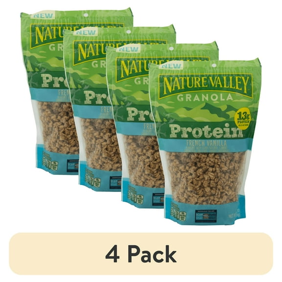 (4 pack) Nature Valley French Vanilla Flavored Protein Granola, 11oz, Instant, No Seeds, Crunchy, Plastic Bag