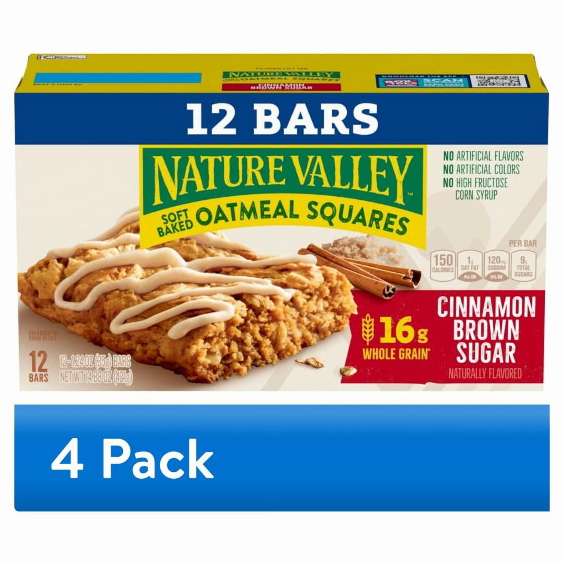 (4 pack) Nature Valley Soft Baked Oatmeal Squares, Cinnamon Brown Sugar, 12 Bars, 14.88 oz