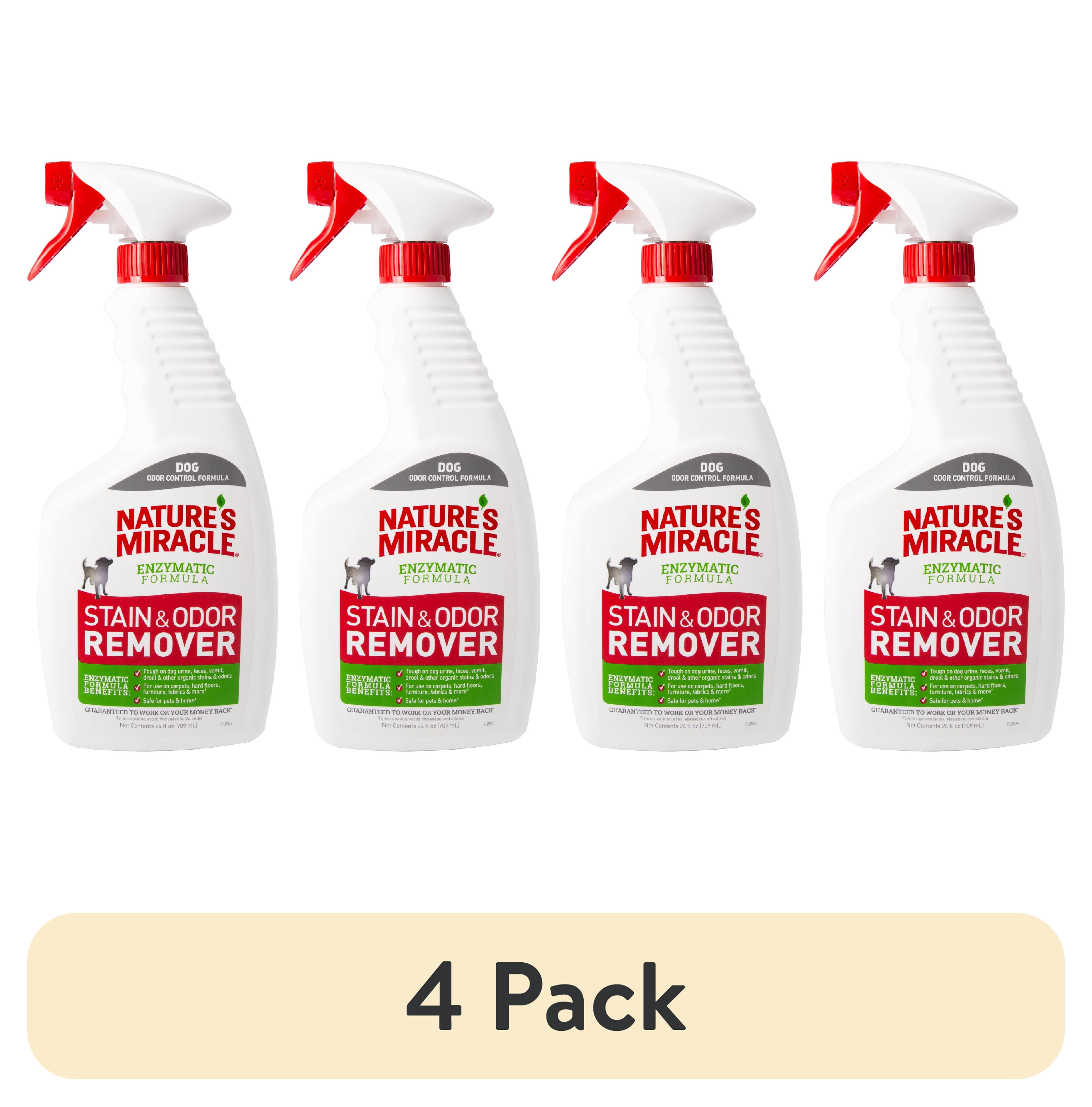 (4 pack) Nature's Miracle Dog Stain and Odor Remover for Carpet, Hard Floors, Fabric and Furniture, 24 fl oz.