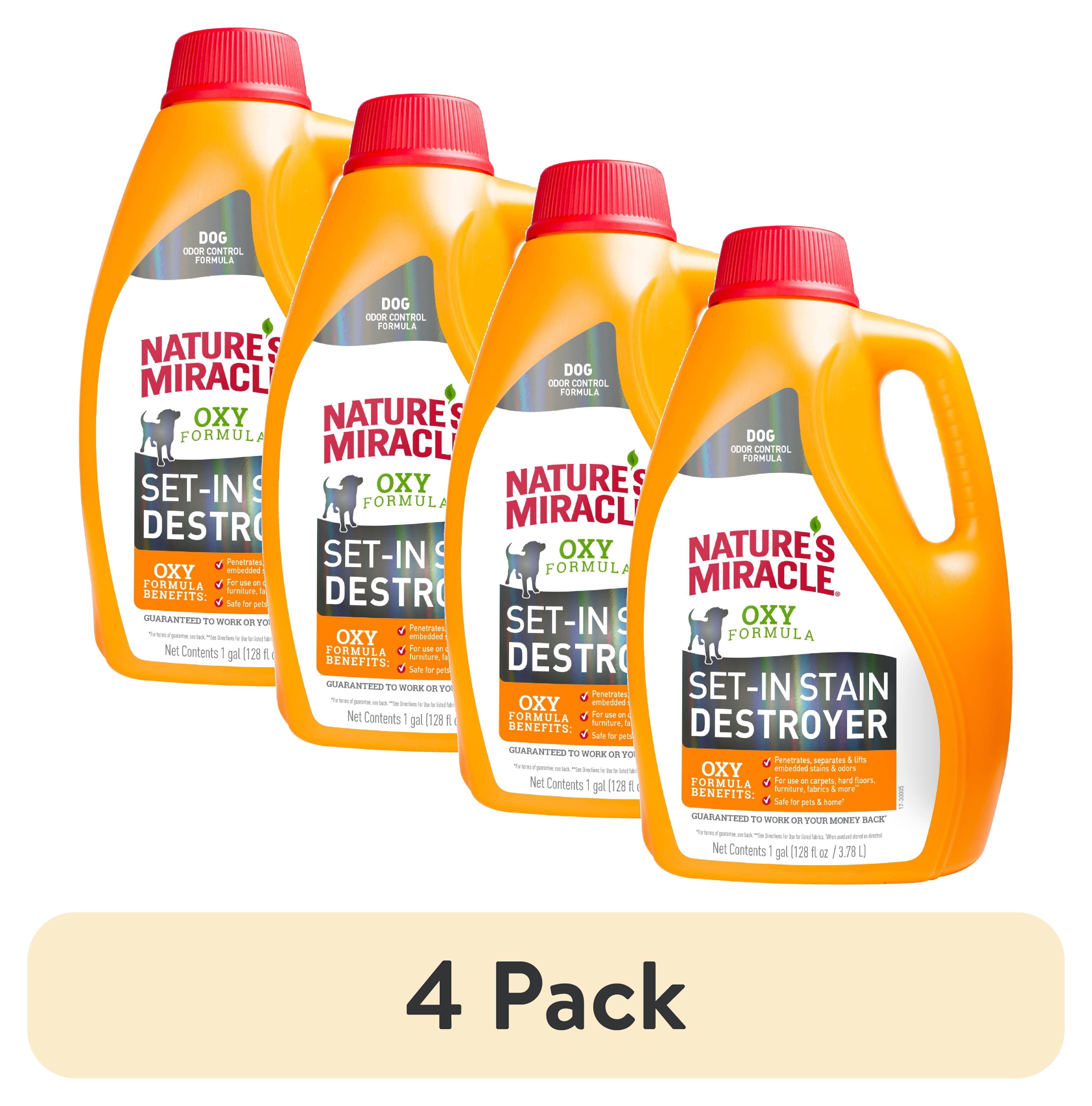 (4 pack) Nature’s Miracle Oxy Formula Set-In Stain Destroyer for Dogs, Orange Scent, 1 gal