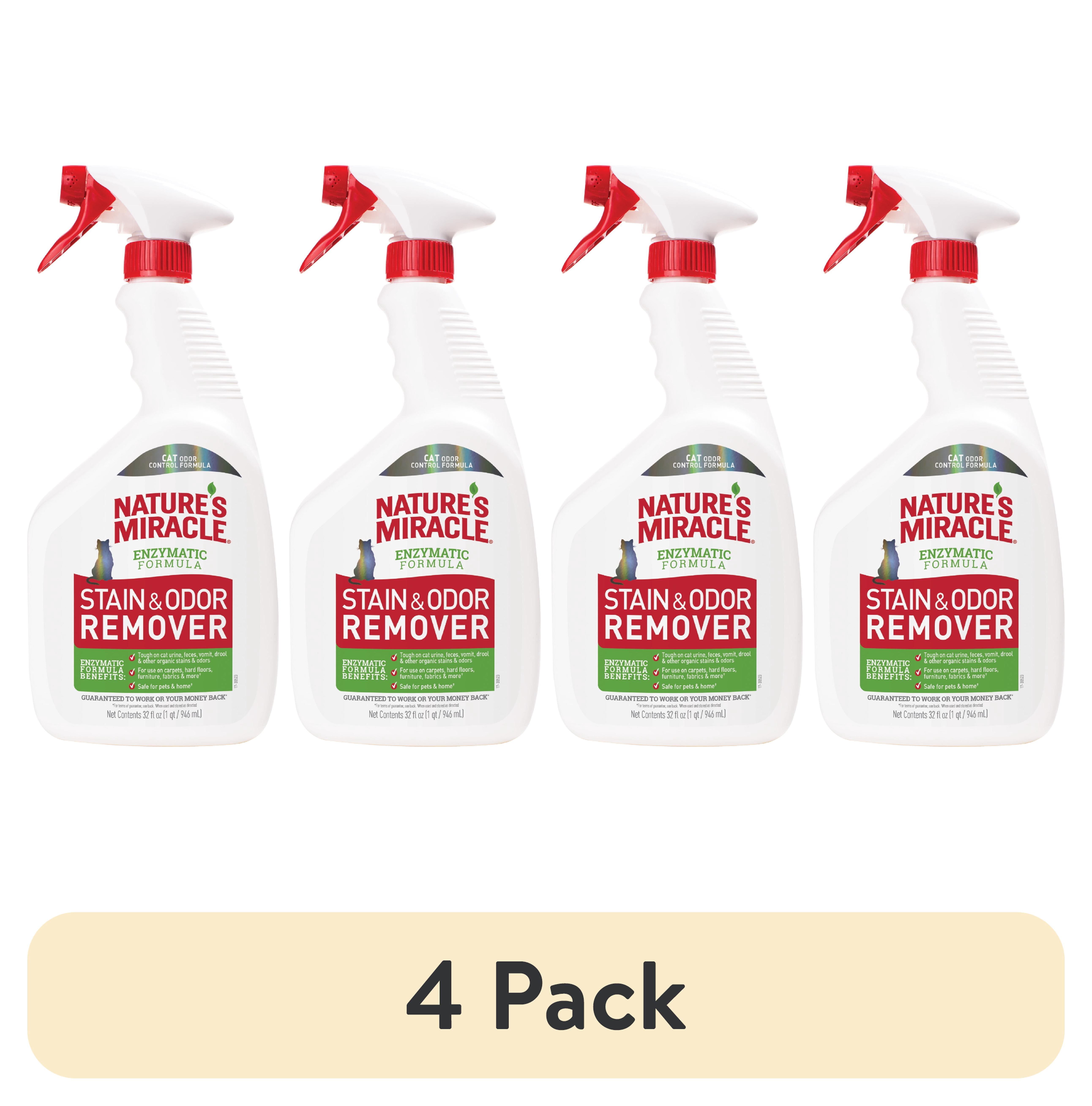 (4 pack) Nature’s Miracle Stain and Odor Remover for Cats, Odor Control Formula, Spray, 32 oz