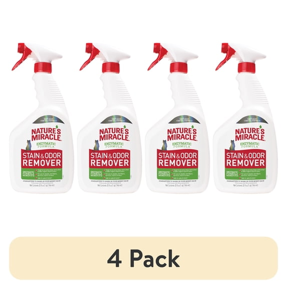 (4 pack) Nature’s Miracle Stain and Odor Remover for Cats, Odor Control Formula, Spray, 32 oz