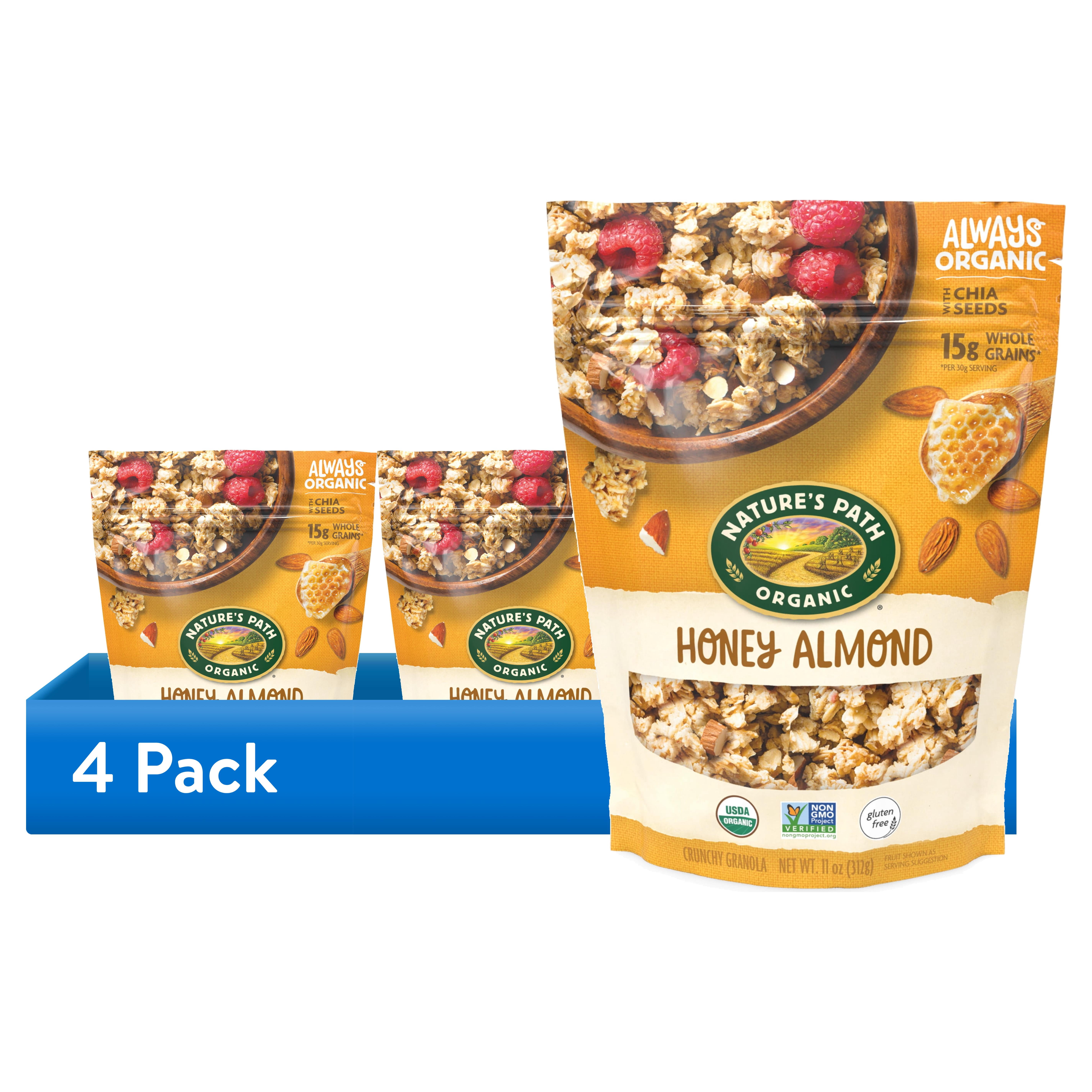 (4 pack) Nature's Path Organic Granola, Honey Almond, 11 oz Pouch