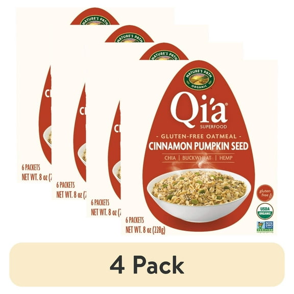 (4 pack) Nature's Path Qi'a Organic Cinnamon Pumpkin Seed Oatmeal 8oz Box