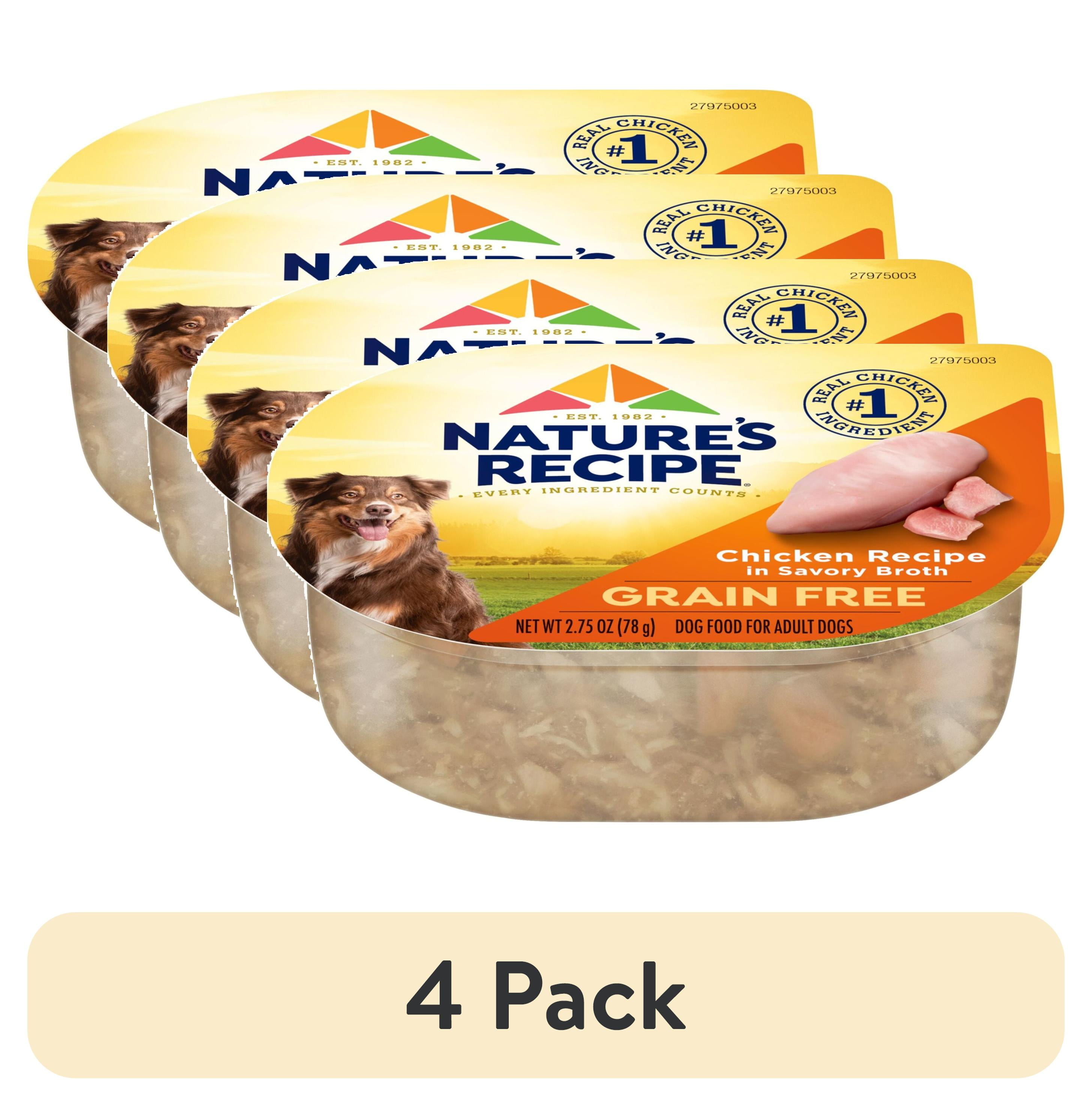 (4 pack) Nature's Recipe Grain Free Chicken Recipe in Savory Broth Wet Dog Food, 2.75 oz Cup