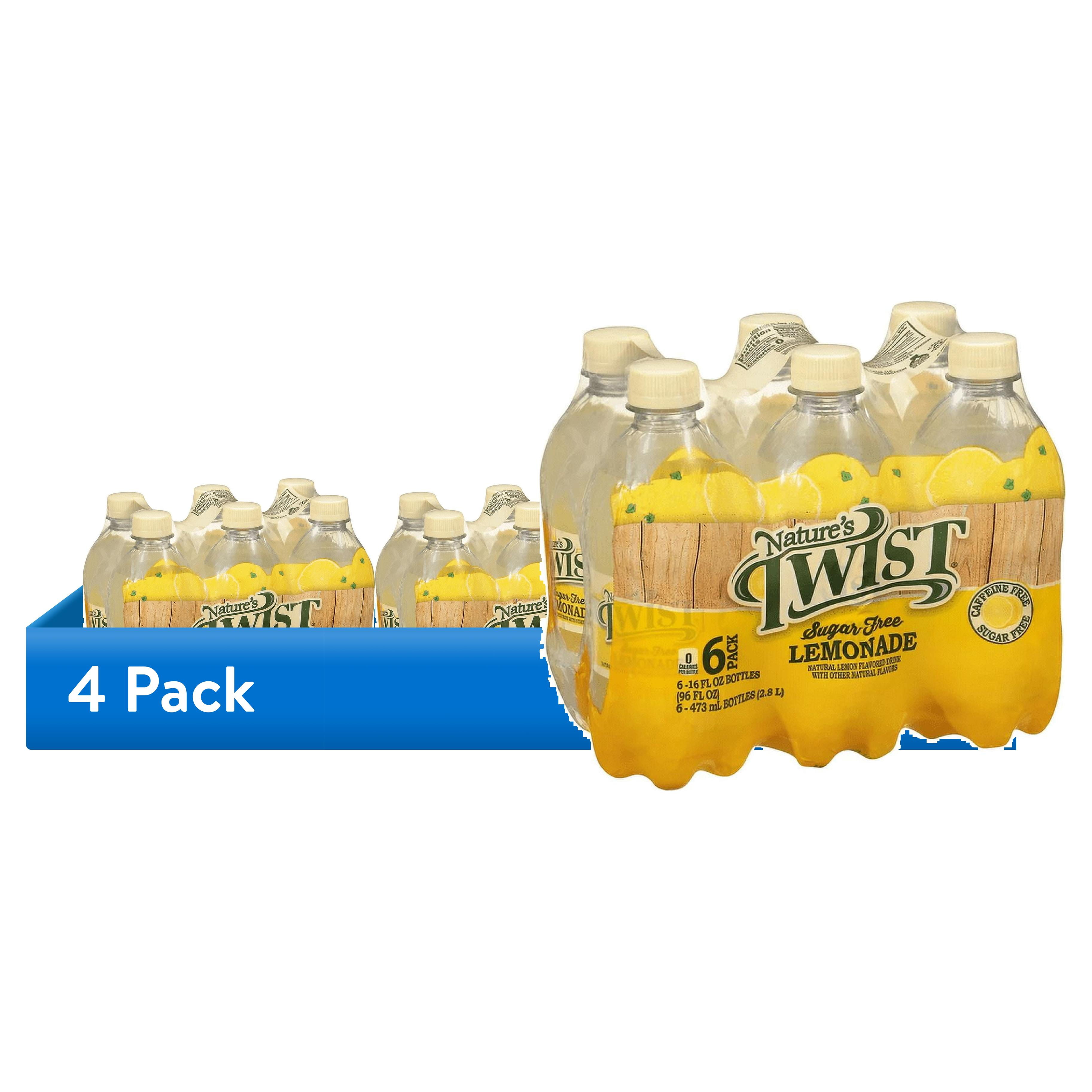 (4 pack) Nature's Twist Sugar Free Lemonade 16 oz 6-Bottle Pack - Refreshing Flavor & Smooth Texture