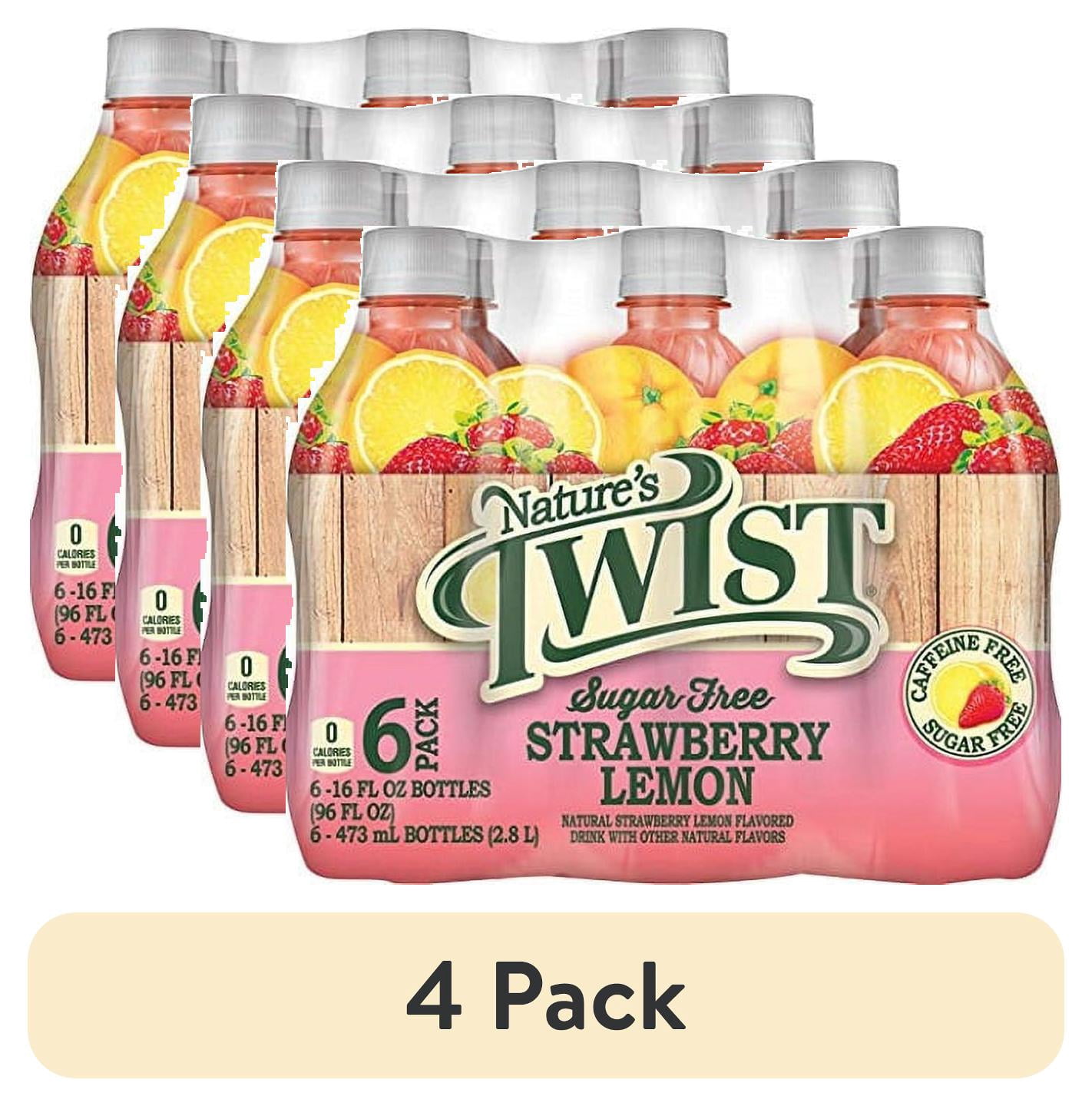 (4 pack) Nature's Twist Sugar Free Strawberry Lemonade 16 oz 6-Bottle Pack - Refreshing Flavor & Smooth Texture