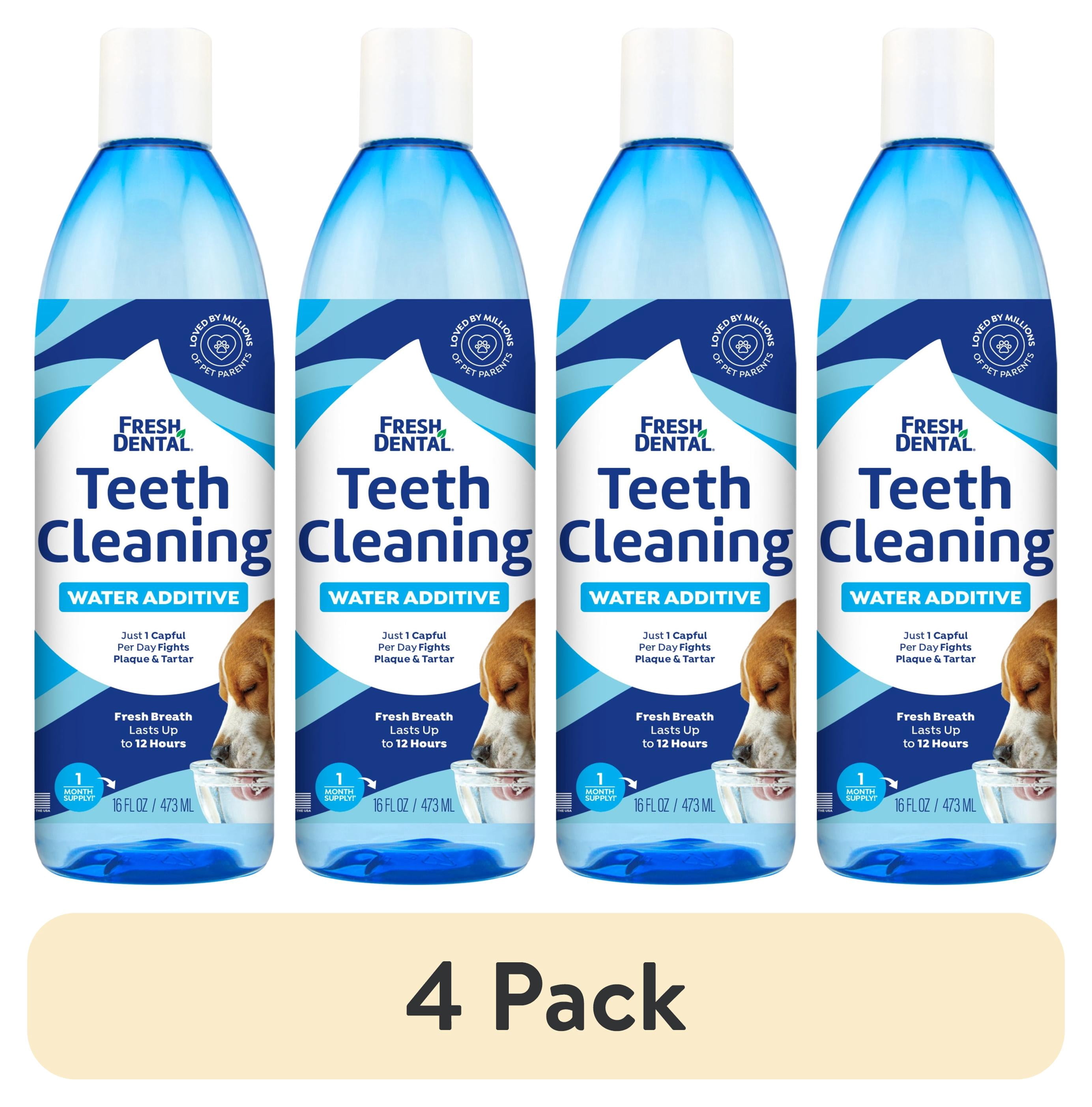(4 pack) Naturel Promise Fresh Dental Water Additive for Dogs Unscented,  16 fl oz Bottle