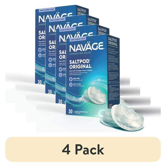 (4 pack) Navage Nasal Care SaltPods, Original Sea Salt, 30 Count