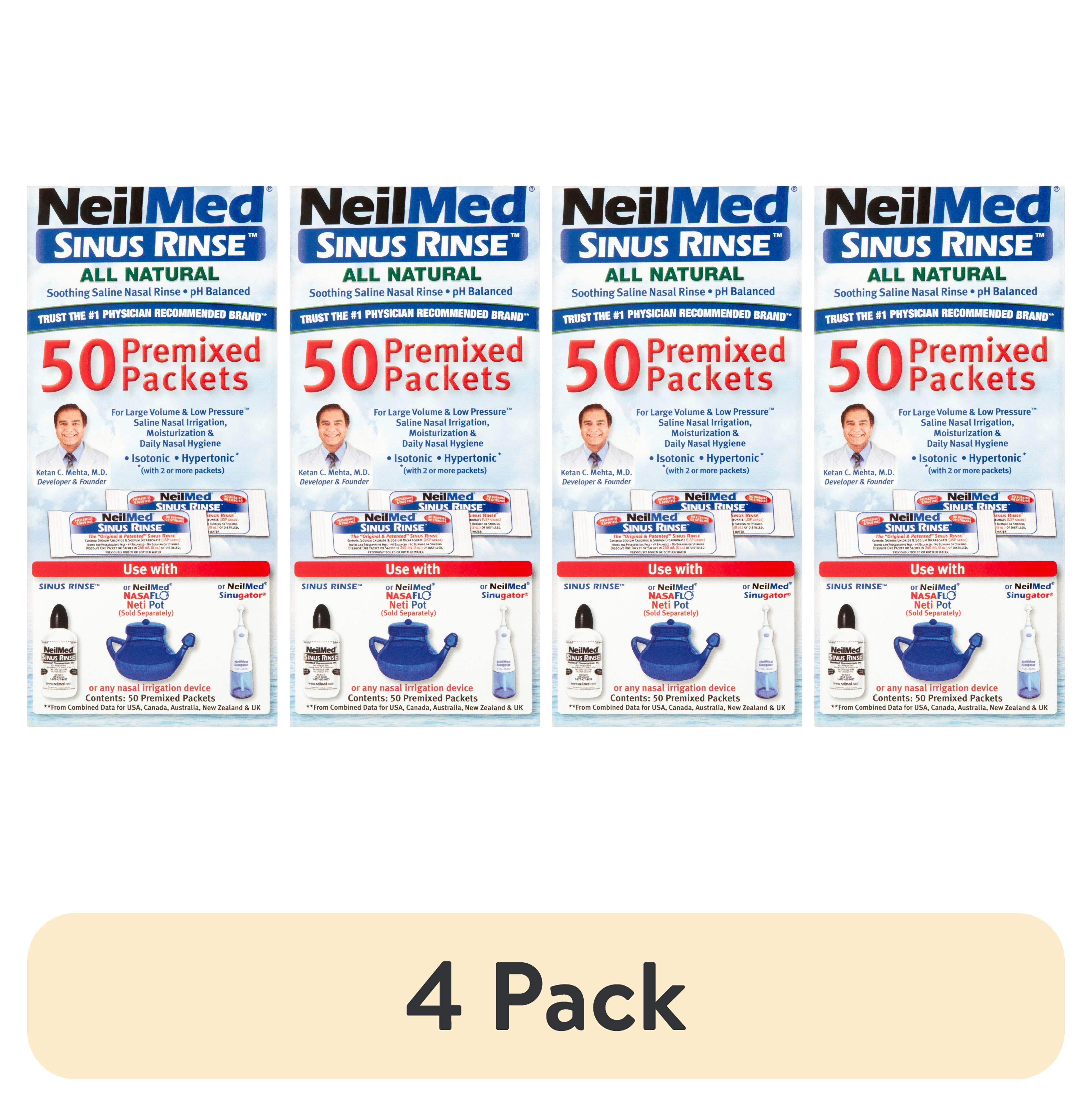 (4 pack) NeilMed Sinus Rinse Packets, Natural Relief for Nasal Irrigators, 50 Count, 10 mg