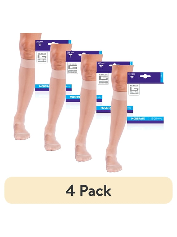 (4 pack) Neo G Sheer Comfort Knee Highs 15 - 20mmHg X Large - Tan