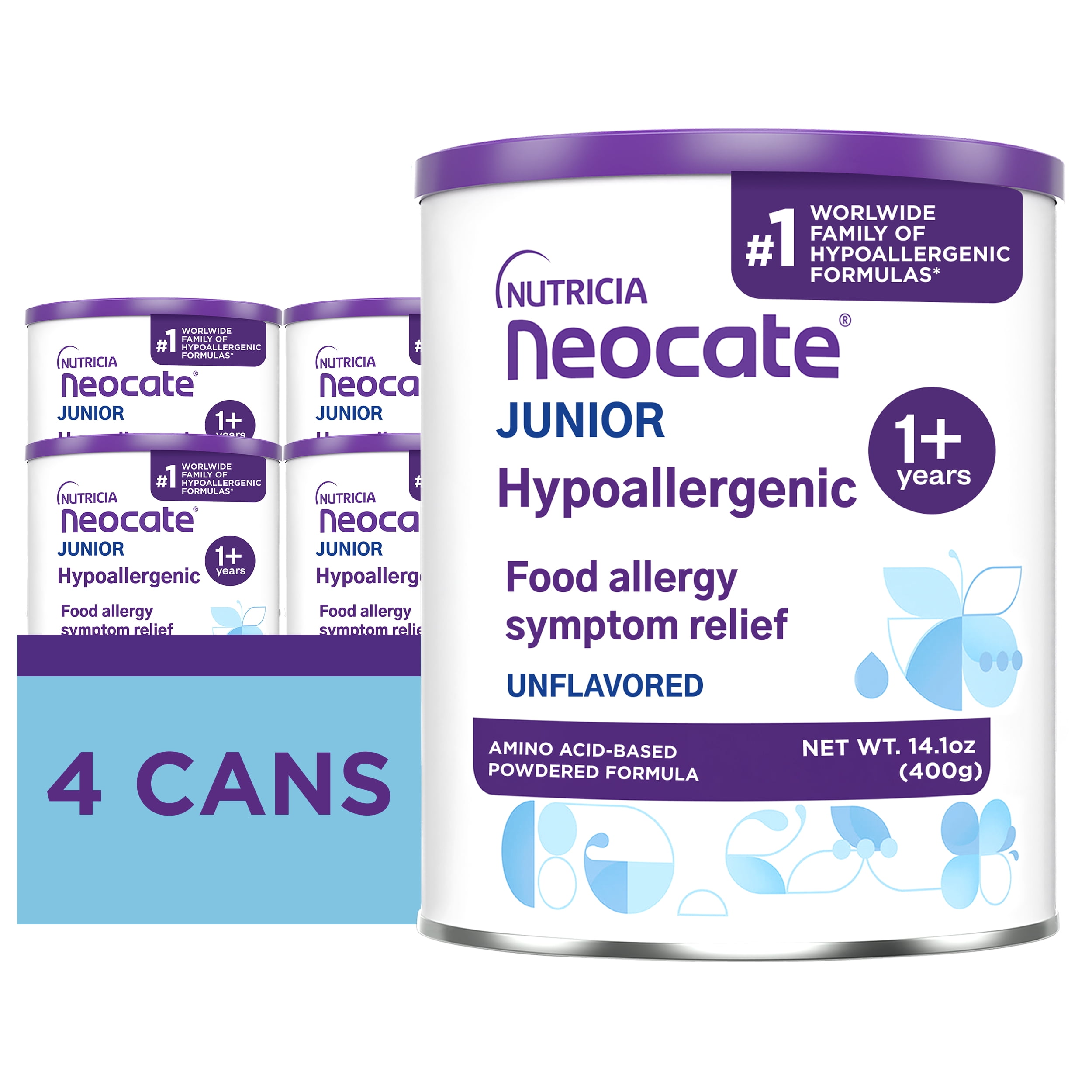 (4 pack) Neocate Junior Amino Acid-Based Formula without Prebiotics - Unflavored - 14.1 Oz Can