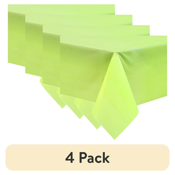 (4 pack) Rectangular 54" x 108" Neon Green Plastic Table Covers, 3 Count, by Way To Celebrate