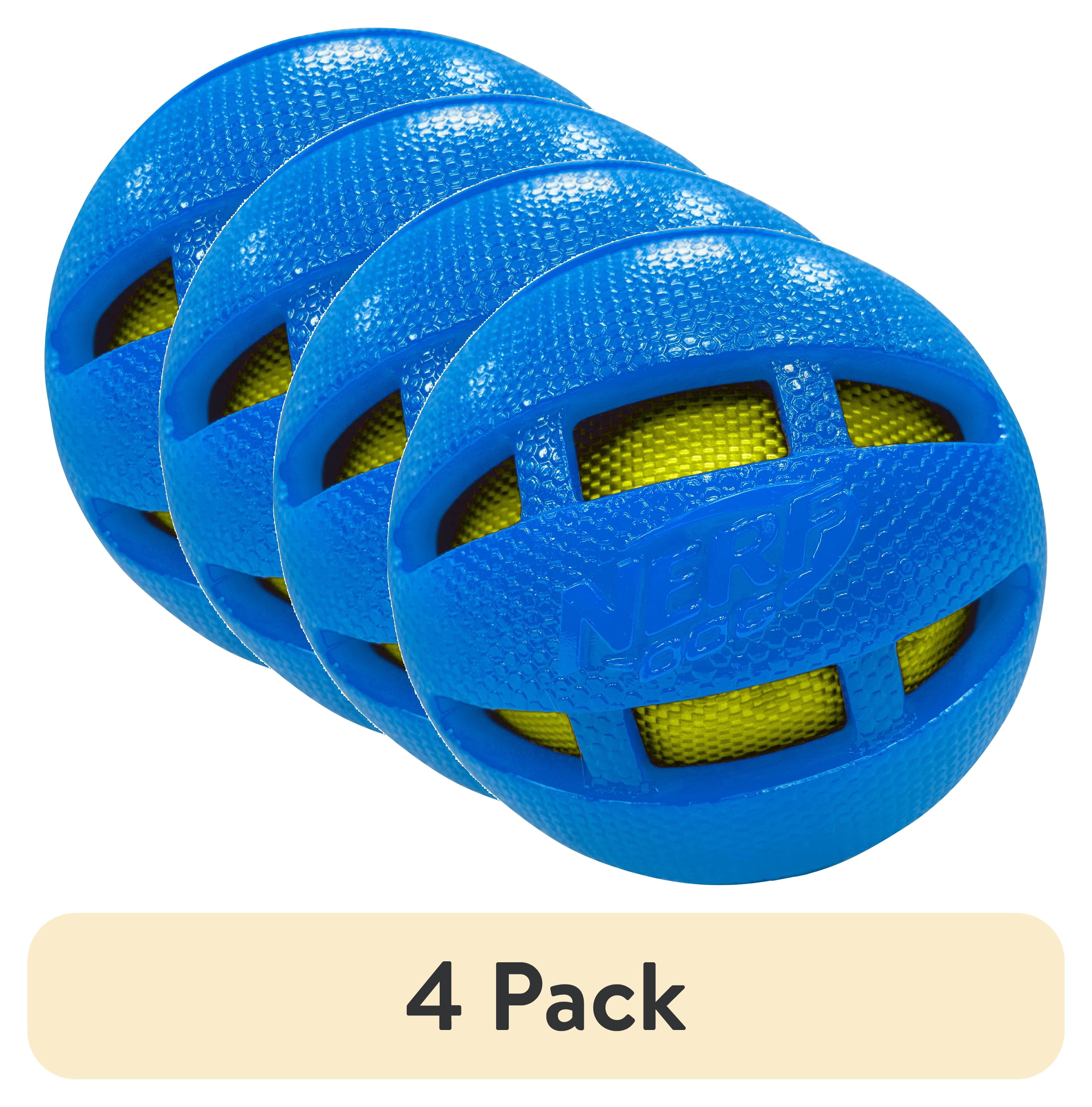 (4 pack) Nerf Dog Crunchable Squeak Ball, Blue, 3.8 inch