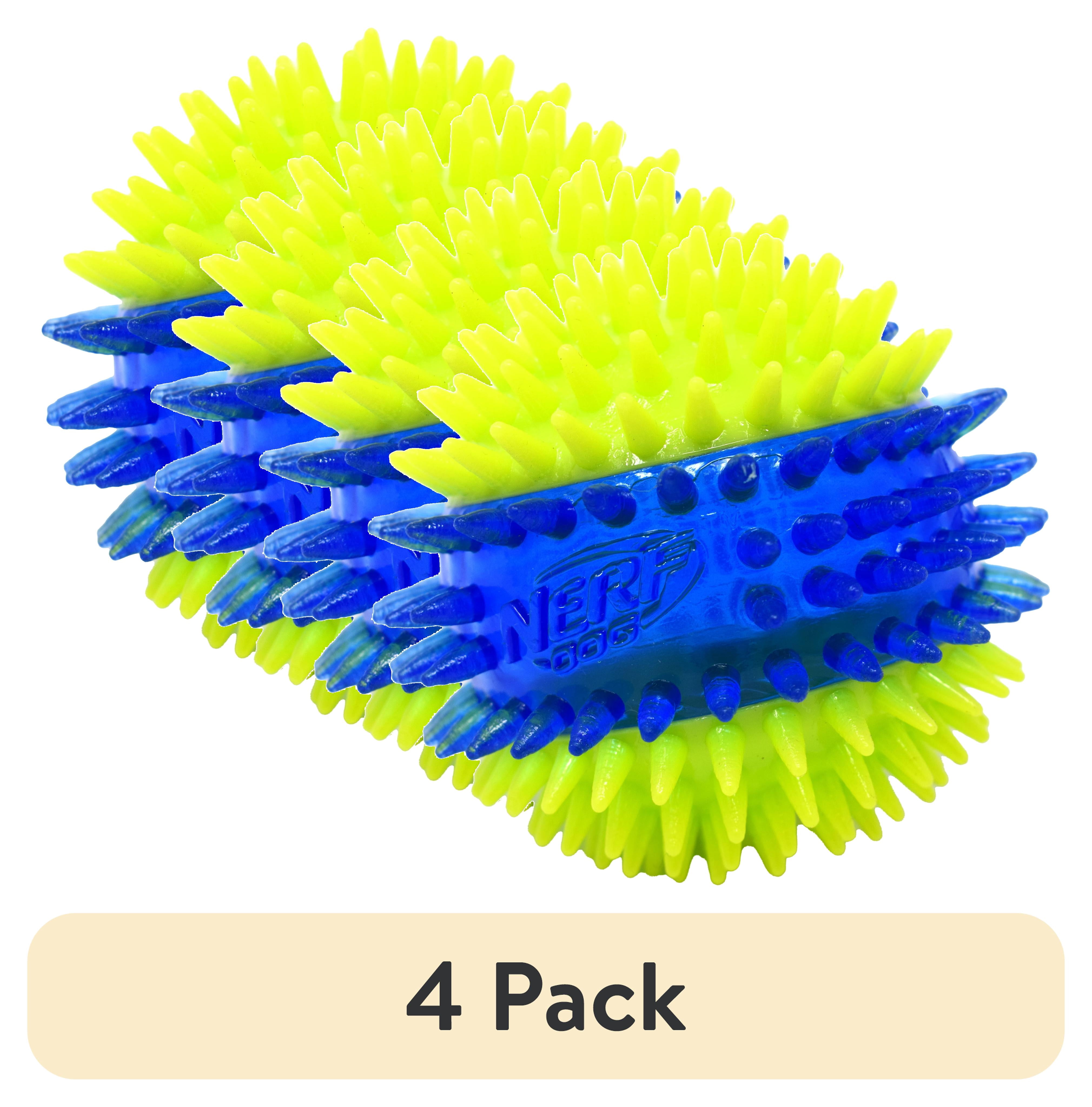 (4 pack) Nerf Dog LED Dental Spikes Light Up Squeak Ball Toy, 2.7 Inch