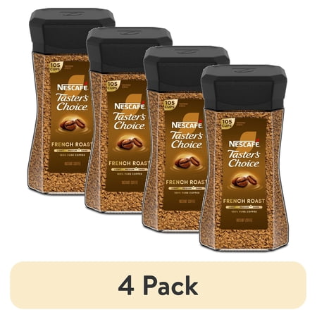 (4 pack) NESCAFÉ Taster's Choice French Roast, Dark Roast Coffee, Instant Coffee, 7 oz, 1 Jar