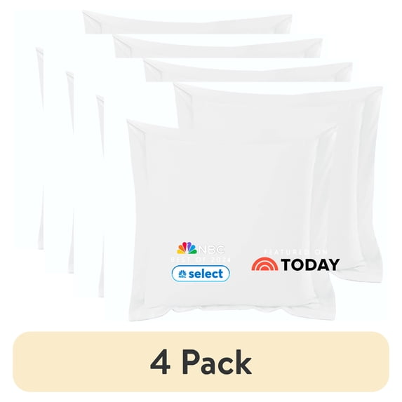 (4 pack) Nestl White Euro Pillow Shams Set of 2, Premium 1800 Series Double Brushed Bed Pillow Cases, 26" x 26"