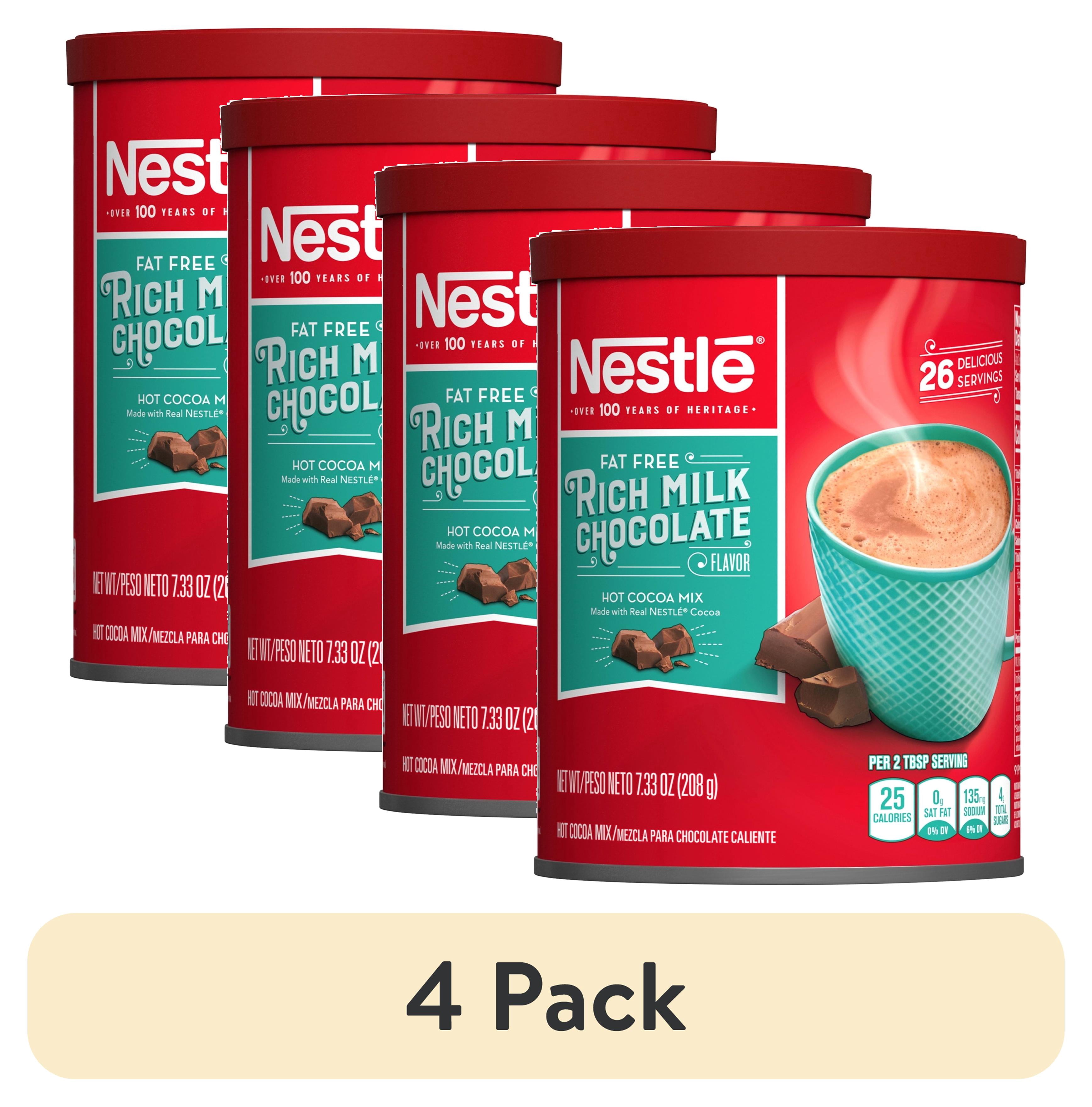 (4 pack) Nestlé Fat Free Rich Milk Chocolate Hot Cocoa Mix, 7.33 oz Can