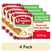 (4 pack) Nestle Carnation Vitamin A and D Added Fat-Free Liquid Evaporated Milk for Easter Baking, 12 fl oz Can