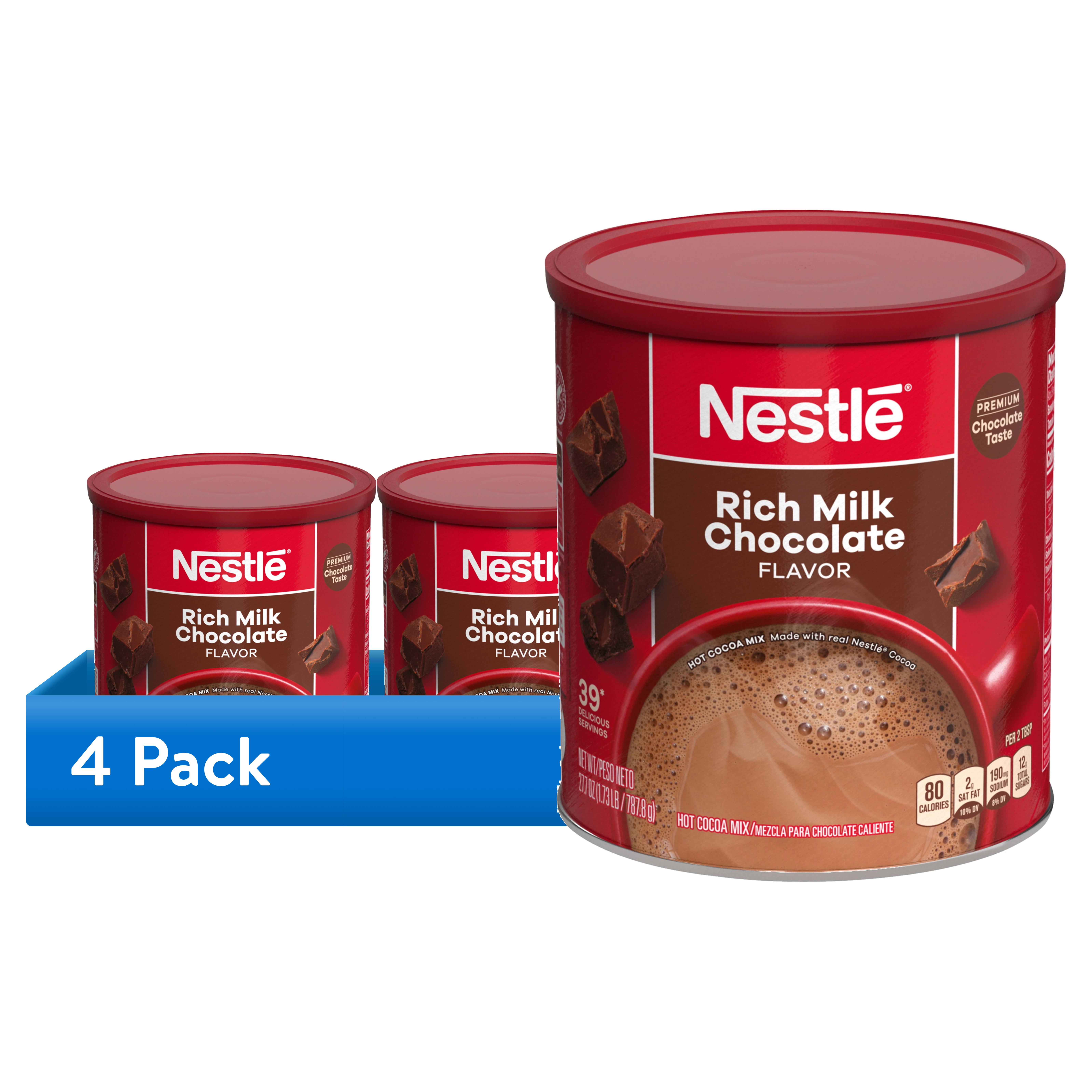 (4 pack) Nestle Hot Cocoa Rich Milk Chocolate Flavored Mix Powder, 27.7 oz, Can