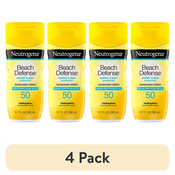 (4 pack) Neutrogena Beach Defense SPF 50 Sunscreen Lotion, Oil-Free, 6.7 oz